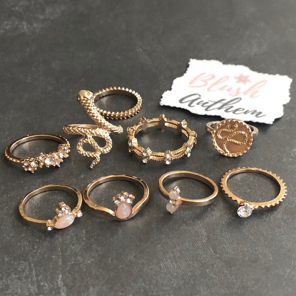 3/$25⚡️snake boho faux Opal stackable ring set - Picture 9 of 14